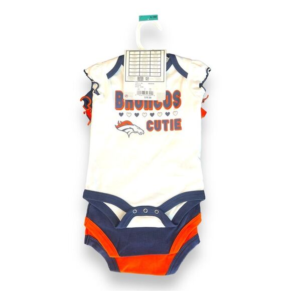 NFL Baby Denver Broncos Creeper 3-Piece Set Bodysuits Multi 0-3 Months - Picture 5 of 6